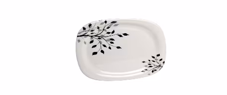 Black Flower Rectangular plates 11''(Tetra coating)